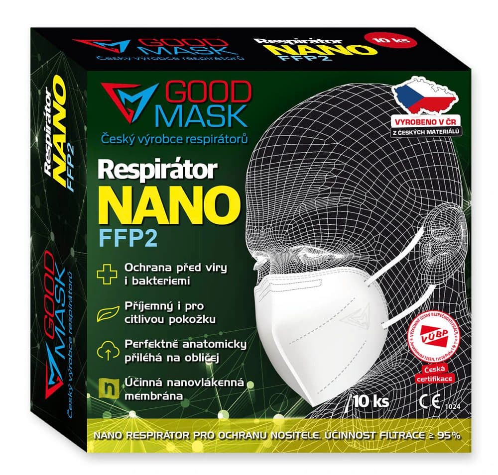 Akce 1 + 1 ZDARMA Nanorespirátor FFP2 GOOD MASK GM2 NANO